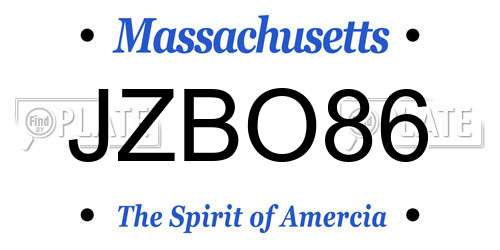 JZBO86 Massachusetts License Plate