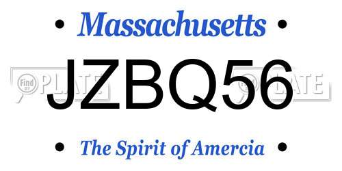 JZBQ56 Massachusetts License Plate