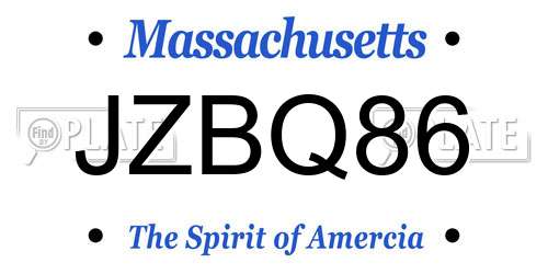 JZBQ86 Massachusetts License Plate