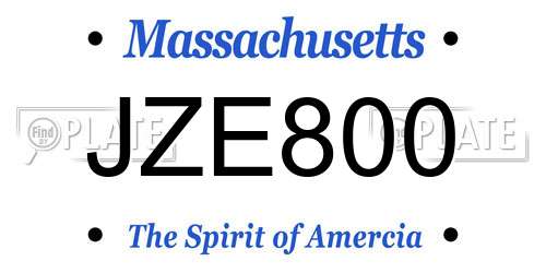 JZE800 Massachusetts License Plate