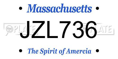 JZL736 Massachusetts License Plate