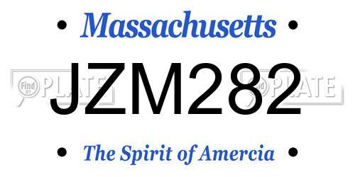 JZM282 Massachusetts License Plate