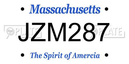 JZM287 Massachusetts License Plate