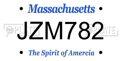 JZM782 Massachusetts License Plate