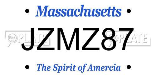 JZMZ87 Massachusetts License Plate