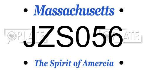 JZS056 Massachusetts License Plate
