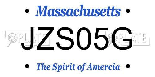 JZS05G Massachusetts License Plate