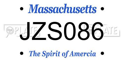 JZS086 Massachusetts License Plate