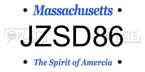 JZSD86 Massachusetts License Plate