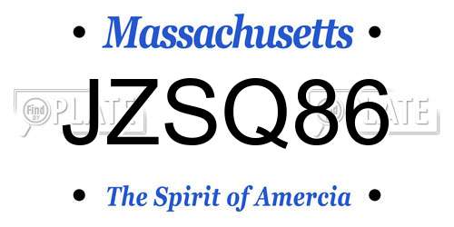 JZSQ86 Massachusetts License Plate