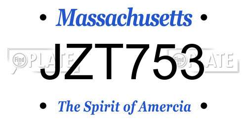 JZT753 Massachusetts License Plate