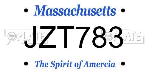 JZT783 Massachusetts License Plate