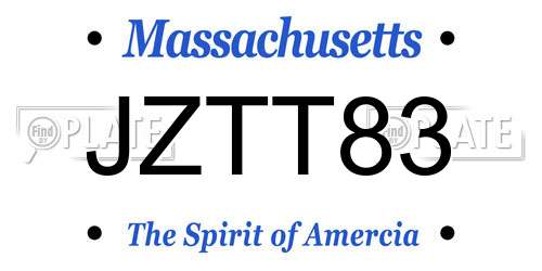 JZTT83 Massachusetts License Plate