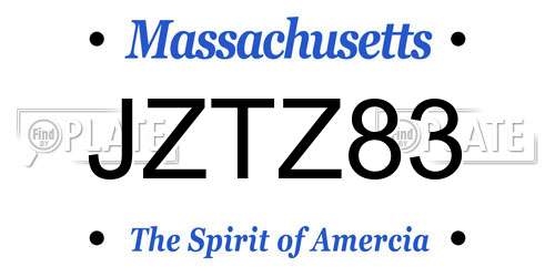 JZTZ83 Massachusetts License Plate