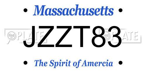 JZZT83 Massachusetts License Plate