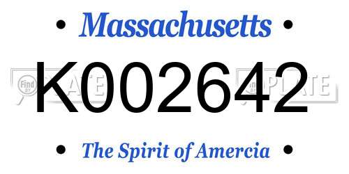 K002642 Massachusetts License Plate