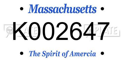 K002647 Massachusetts License Plate