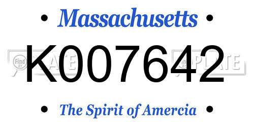 K007642 Massachusetts License Plate
