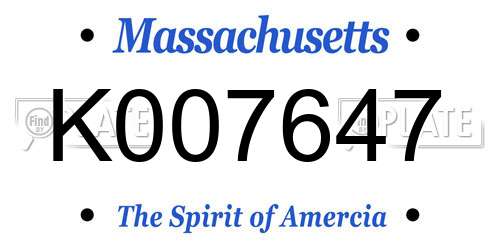 K007647 Massachusetts License Plate
