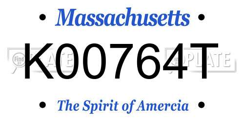K00764T Massachusetts License Plate