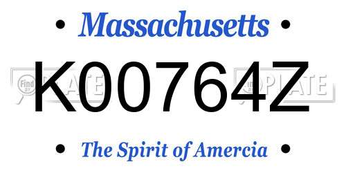 K00764Z Massachusetts License Plate