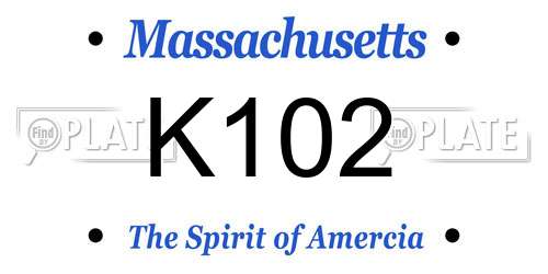 K102 Massachusetts License Plate