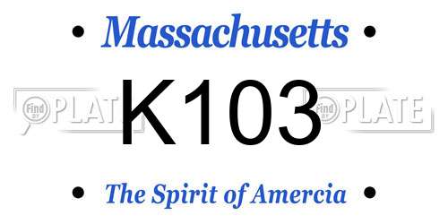 K103 Massachusetts License Plate