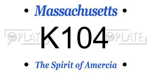 K104 Massachusetts License Plate