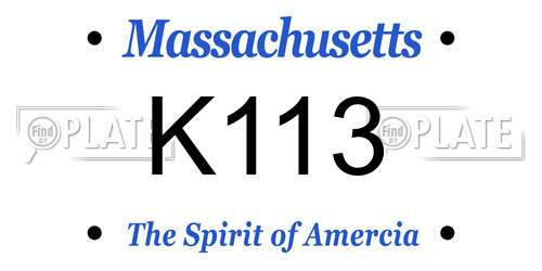 K113 Massachusetts License Plate