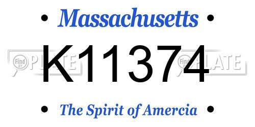 K11374 Massachusetts License Plate