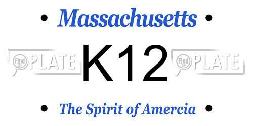 K12 Massachusetts License Plate