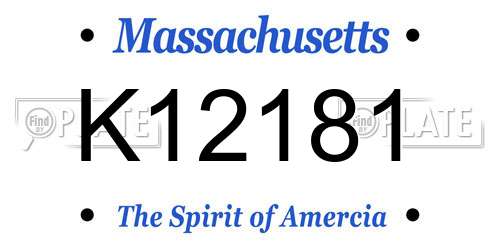 K12181 Massachusetts License Plate