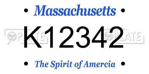 K12342 Massachusetts License Plate