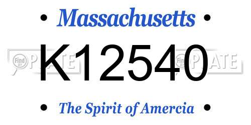 K12540 Massachusetts License Plate