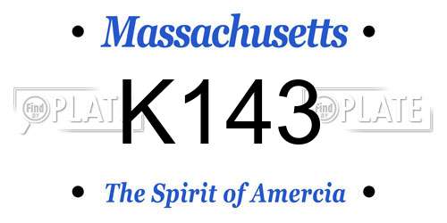 K143 Massachusetts License Plate
