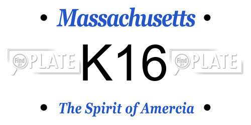 K16 Massachusetts License Plate