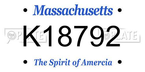 K18792 Massachusetts License Plate
