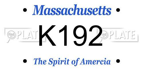 K192 Massachusetts License Plate