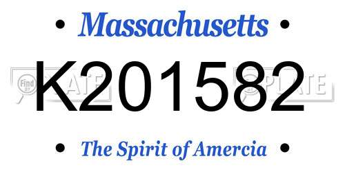 K201582 Massachusetts License Plate