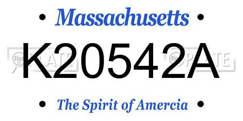 K20542A Massachusetts License Plate