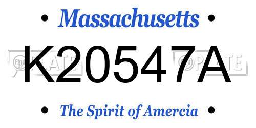 K20547A Massachusetts License Plate
