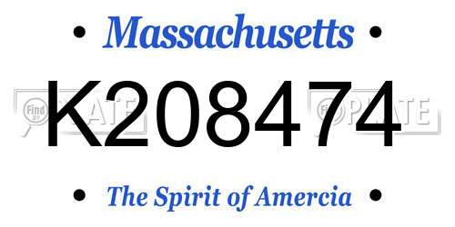 K208474 Massachusetts License Plate