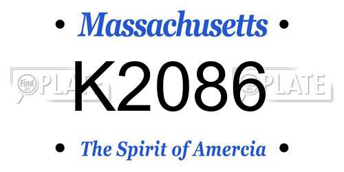 K2086 Massachusetts License Plate