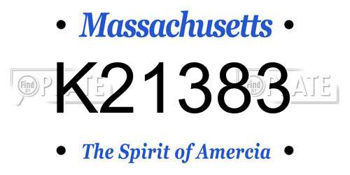 K21383 Massachusetts License Plate