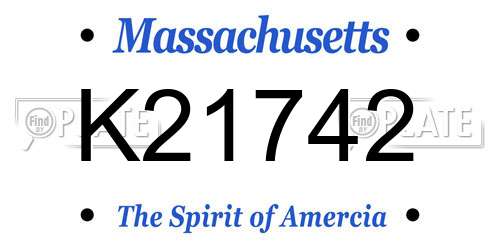 K21742 Massachusetts License Plate