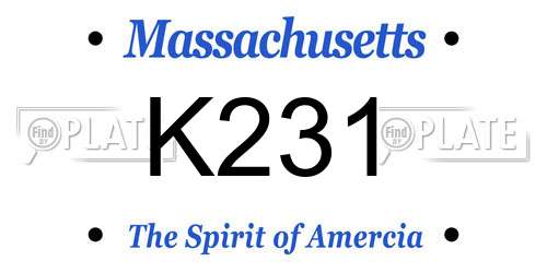 K231 Massachusetts License Plate
