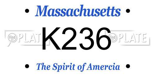 K236 Massachusetts License Plate