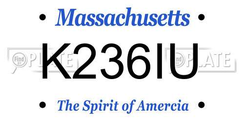 K236IU Massachusetts License Plate
