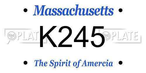 K245 Massachusetts License Plate