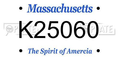 K25060 Massachusetts License Plate